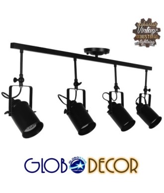GLOBOSTAR® HOLLYWOOD 01156 Vintage Φωτιστικό Οροφής με Ντουί 4 x E27 AC 220-240V IP20 - Μαύρο - Μ13 x Π110 x Υ38cm